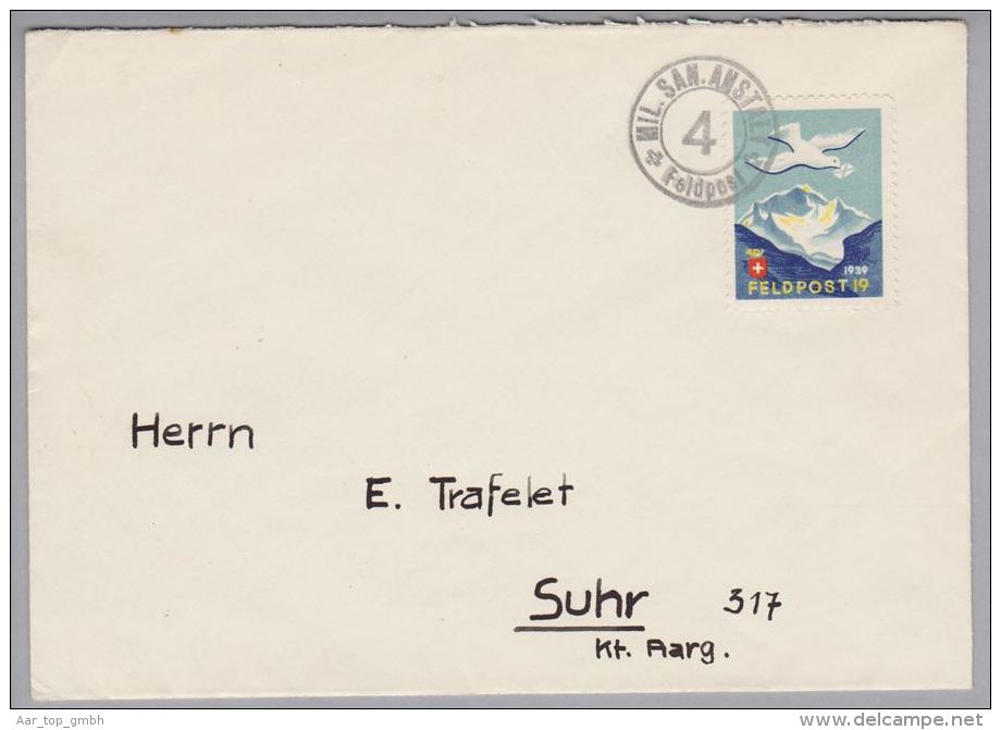 Schweiz Soldatenmarken 1939 Brief Feldpost 19 Taube - Dokumente