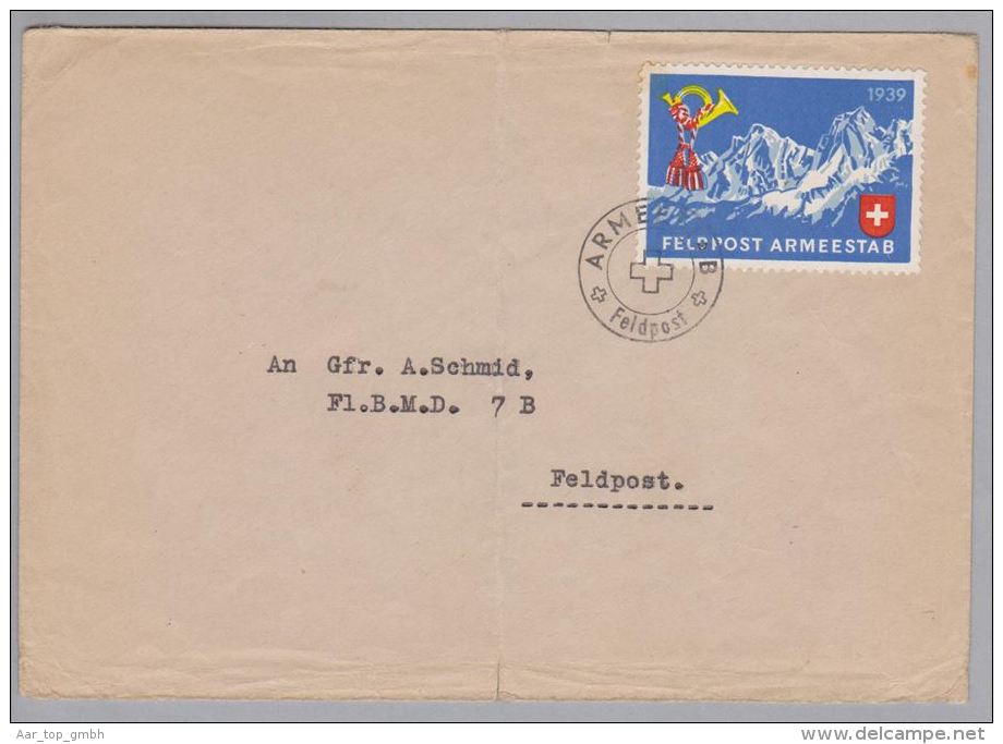Schweiz Soldatenmarken 1939 Brief Armeestab - Dokumente