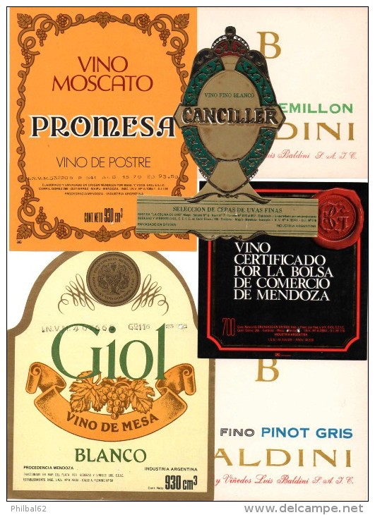 Lot De 10 étiquettes De Vin D'Argentine. 2 Photos. - Collections & Sets