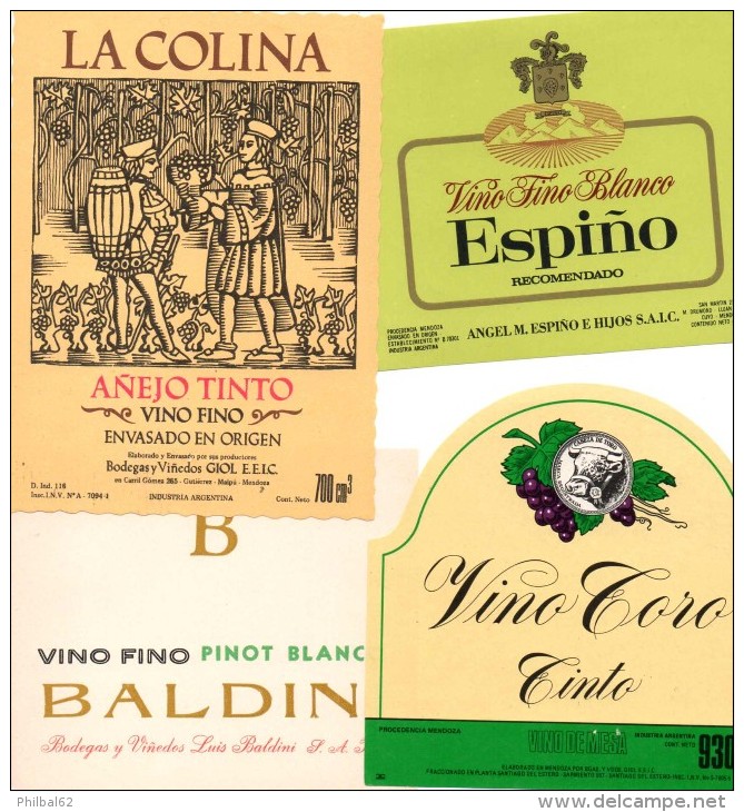 Lot De 10 étiquettes De Vin D'Argentine. 2 Photos. - Collections & Sets