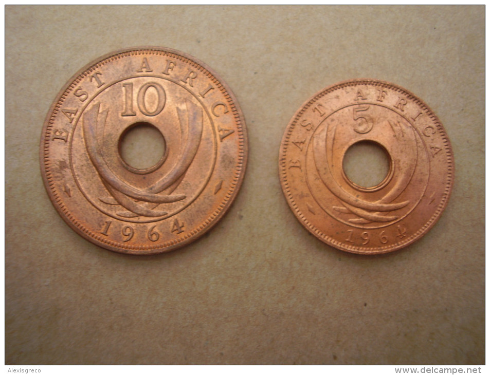 BRITISH EAST AFRICA 1964 UNCIRCULATED COINS FIVE & TEN CENTS PAIR. - Colonie Britannique