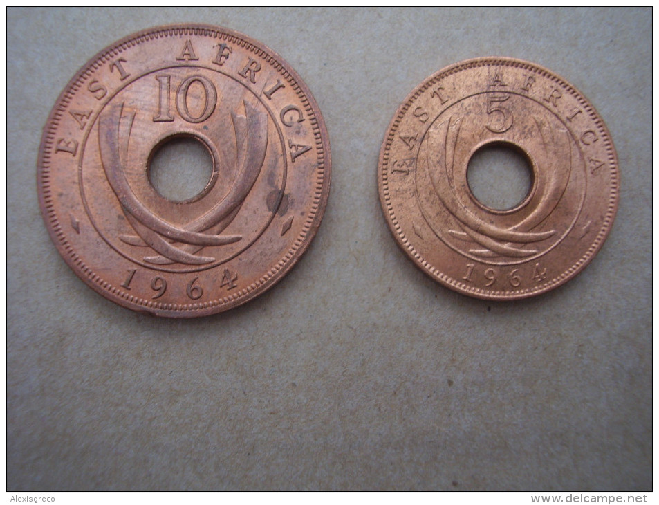 BRITISH EAST AFRICA 1964 UNCIRCULATED COINS FIVE & TEN CENTS PAIR. - Colonia Britannica