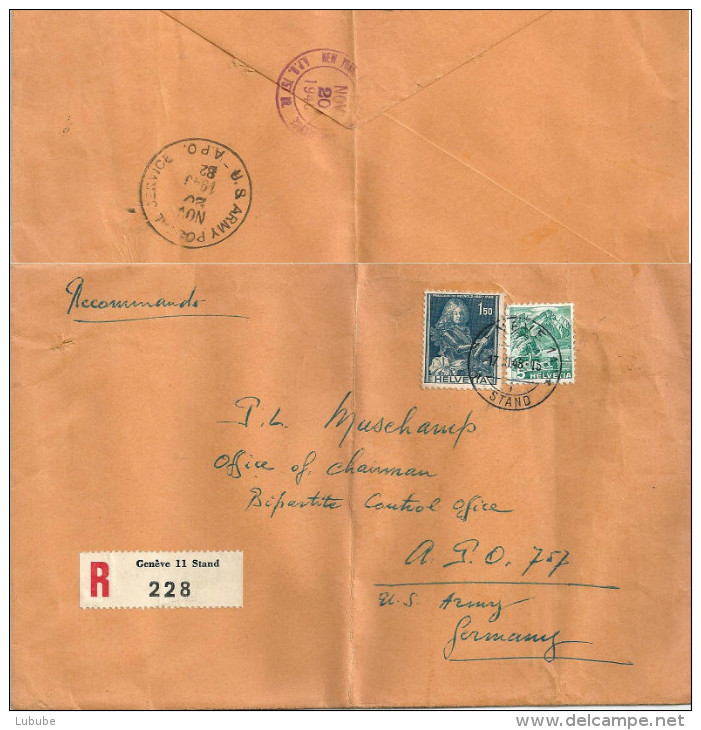 R-Brief  Genève - Frankfurt  (US Army Postal Service)           1948 - Covers & Documents