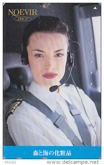 TC JAPON / 110-016 - Cosmétiques NOEVIR / Femme Pilote - GIRL JAPAN Cosmetics Cosmetic Phonecard Parfum Avion Girl 143 - Japon