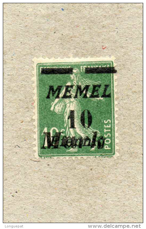 MEMEL : Type "Semeuse Fond Plein" De France, Surchargé "MEMEL" Et Double Surcharge Pfennig Et Mark Par Dessus - Ungebraucht