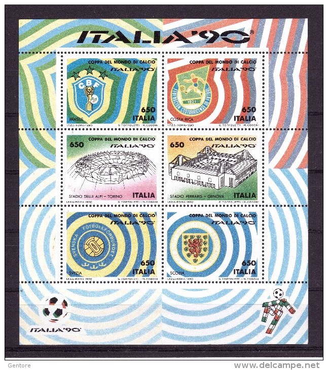 ITALY 1990  FIFA World Cup Italia 90  Sassone Cat  N° 4/9  (6 Blocks)    Absolutely MNH ** - 1990 – Italien