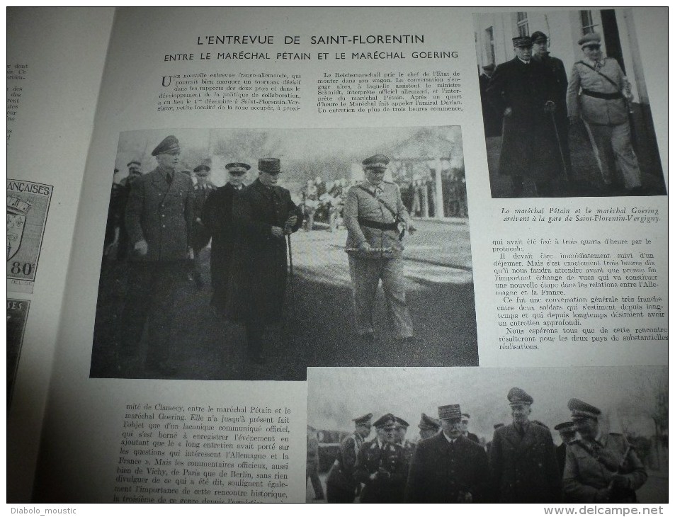 1941 :Guerre Totale; Philatélie(armoiries Villes De France);Pétain-Goering; Cinéma (Gabin-Morgan);Noël Des Prisonniers - L'Illustration