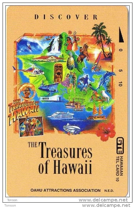 Hawaii, HAW-49, Treasures, Parrot, Flowers, Dolphins, Airplanes, Helicopter, Ships, Waterfall And Much More, Mint. - Hawaii