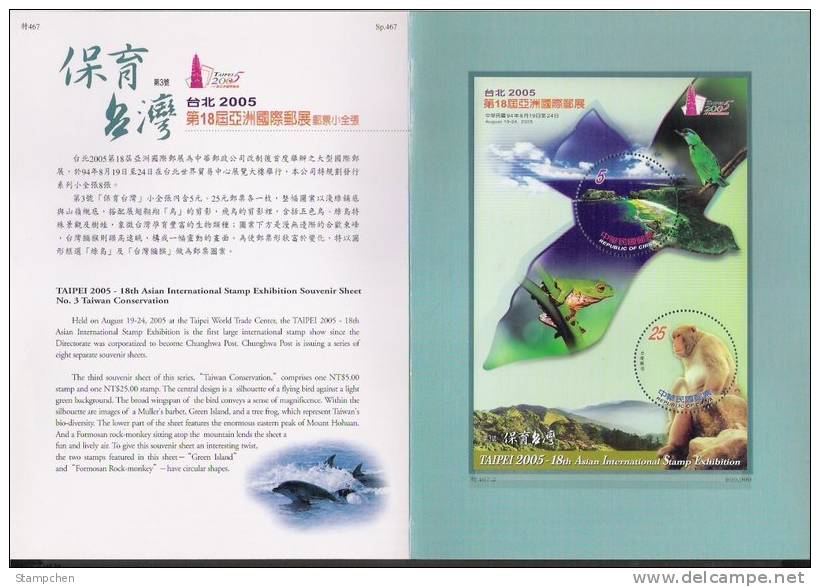 Folder 2005 Conservation Stamps S/s Monkey Bird Frog Circular Mount Fauna Island Ocean - Eilanden