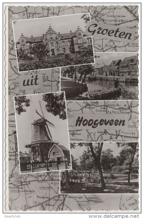 Hoogeveen - Multiview: MOLEN, Landkaart, Melktransport, Ziekenhuis Etc.    - Nederland/Holland - Hoogeveen