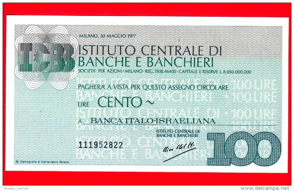 MINIASSEGNI -  ISTITUTO CENTRALE BANCHE E BANCHIERI - FdS - IBC100300577A - [10] Checks And Mini-checks