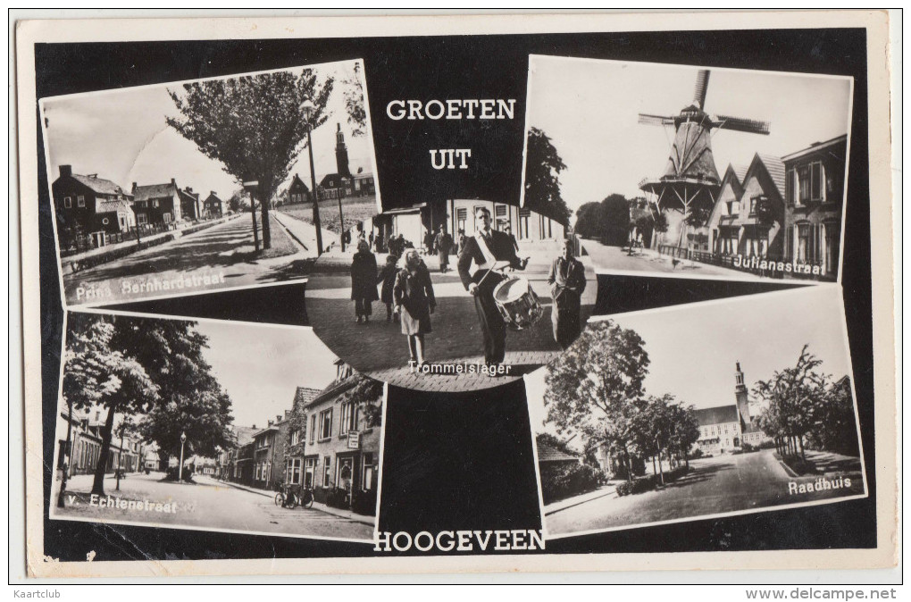 Groeten Uit Hoogeveen   - Multiview Met MOLEN En TROMMELSLAGER - 1962 - Nederland/Holland - Hoogeveen