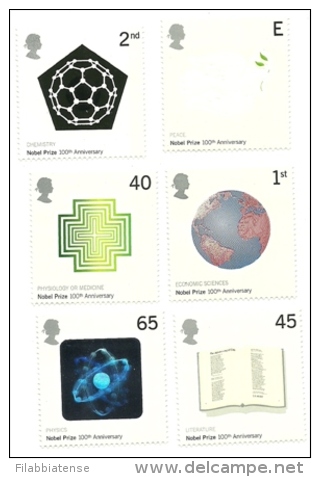 2001 - Gran Bretagna 2274/79 Premi Nobel, - Unused Stamps