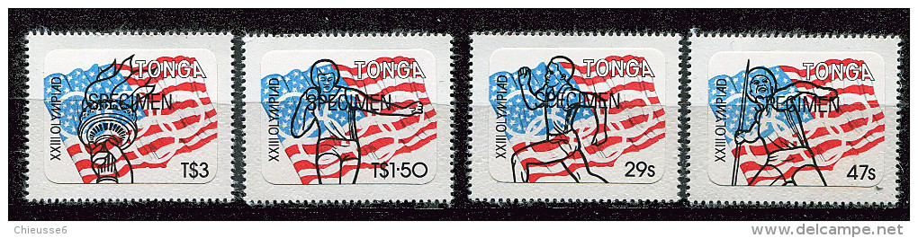 Tonga ** N° 576 à 579 - Spécimen - J.O. De Los Angeles (course, Javelot, Poids) - Tonga (1970-...)