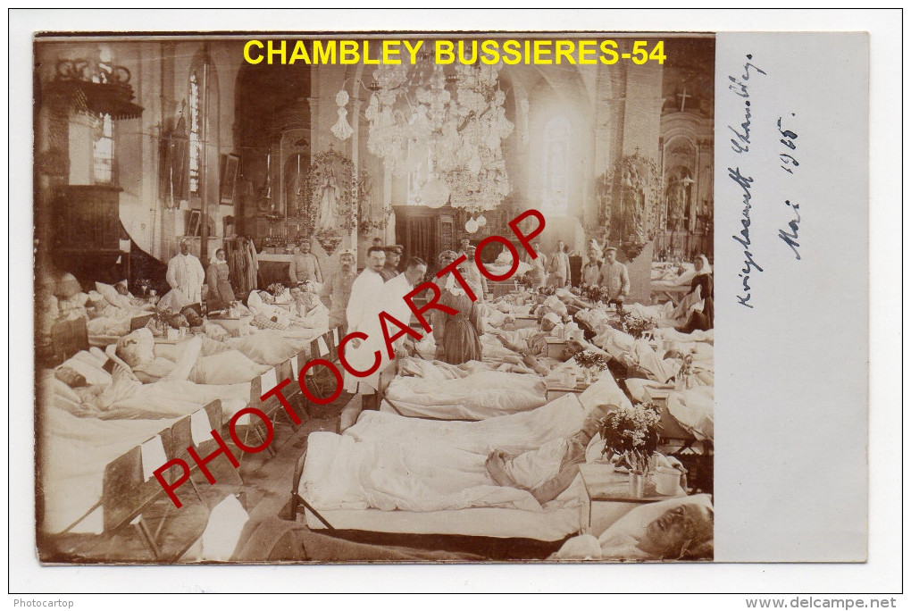 HOSPITAL Militaire Allemand Dans L'EGLISE-OPERATION-CHAMBL EY-3x Cartes Photos Allemandes-Guerre14-18-1W K-Militaria-54- - Chambley Bussieres