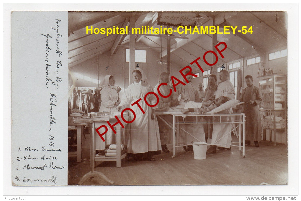 HOSPITAL Militaire Allemand Dans L'EGLISE-OPERATION-CHAMBL EY-3x Cartes Photos Allemandes-Guerre14-18-1W K-Militaria-54- - Chambley Bussieres