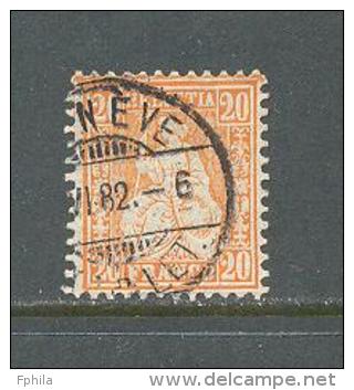 1881 SWITZERLAND 20C. ORANGE MICHEL: 40 USED - Gebraucht