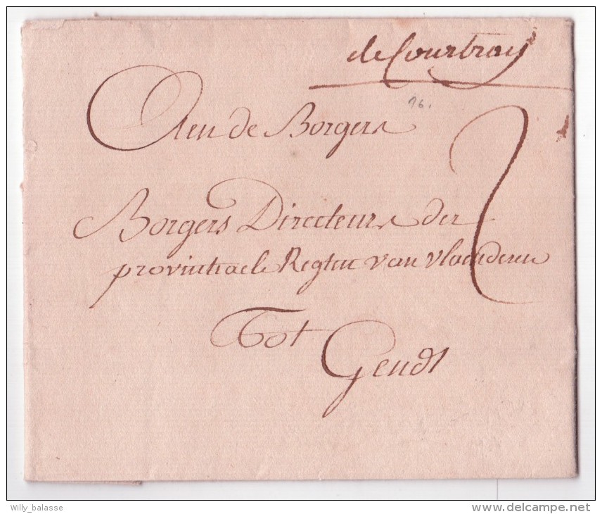 L. 4.2.1795 Avec Manuscrit "de Courtray" Pour Gand (pas Répertorié En 1795) - 1794-1814 (Periodo Francese)