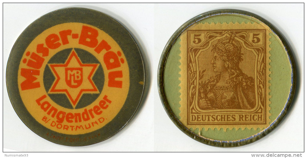 N93-0053 Timbre-monnaie Müser-Bräu 5 Pfennig - Kapselgeld- Encased Stamp - Monétaires/De Nécessité