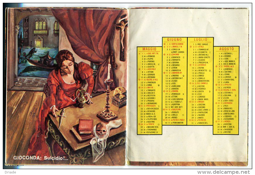 CALENDARIETTO DA BARBIERE LA GIOCONDA LINGUAGLOSSA CATANIA ANNO 1972 CALENDRIER - Tamaño Pequeño : 1971-80