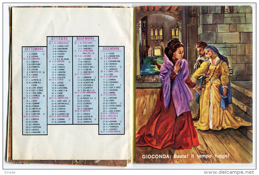 CALENDARIETTO DA BARBIERE LA GIOCONDA LINGUAGLOSSA CATANIA ANNO 1972 CALENDRIER