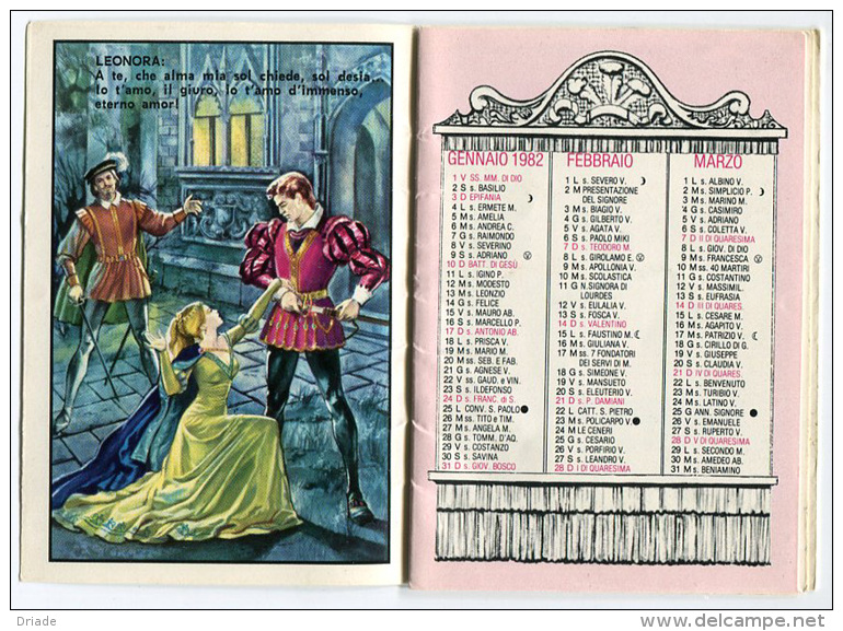 CALENDARIETTO DA BARBIERE IL TROVATORE ANNO 1982 CALENDRIER - Formato Piccolo : 1981-90