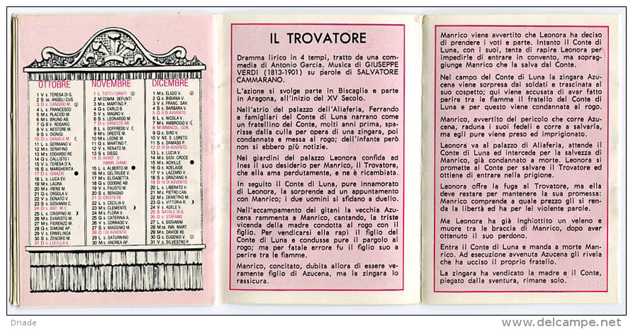 CALENDARIETTO DA BARBIERE IL TROVATORE ANNO 1982 CALENDRIER