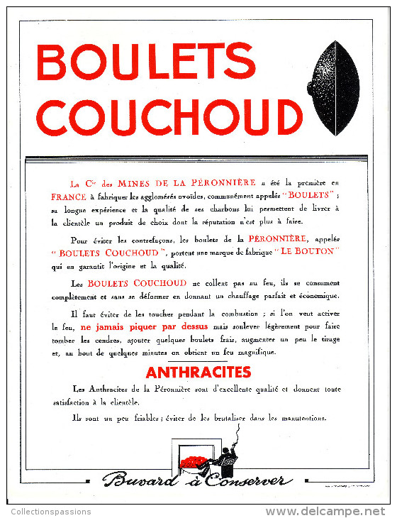 Grand Buvard : Boulets Couchoud - Charbon - NEUF - C