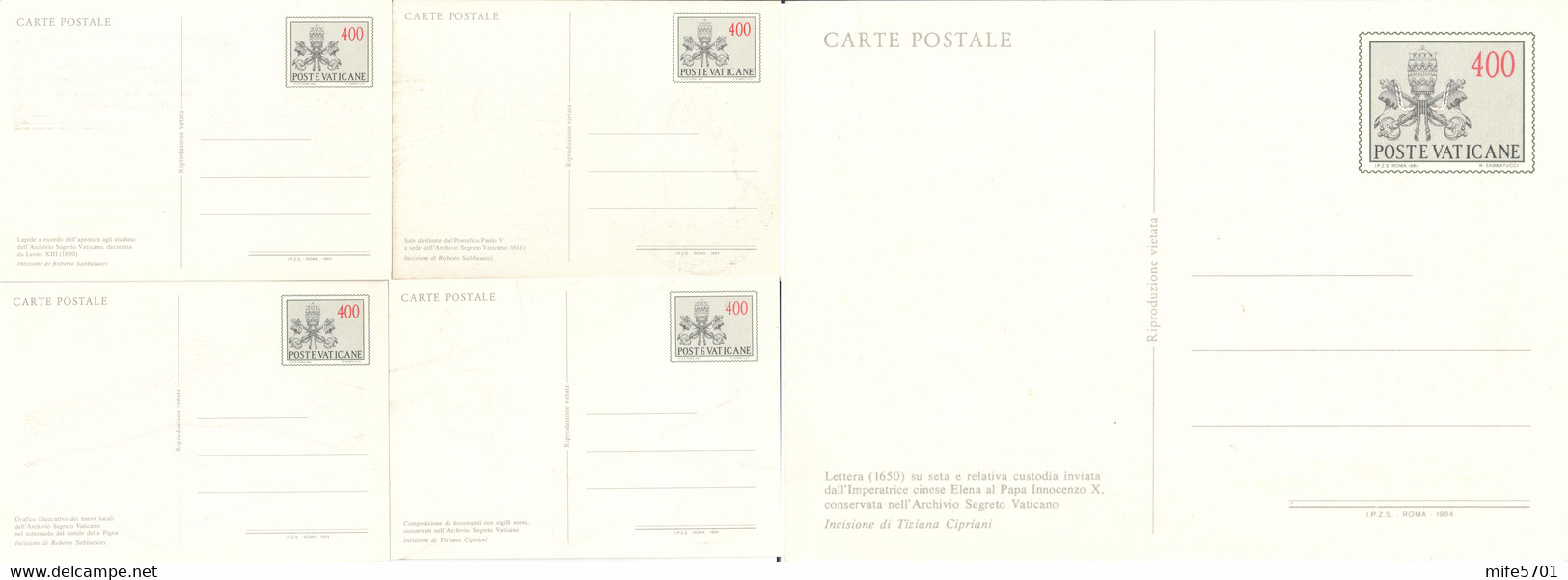 VATICANO 4 INTERI POSTALI ANNO DELLA GIOVENTÙ DA L. 400 - 1985 - CATALOGO FILAGRANO "C27" - NUOVI - Postal Stationeries