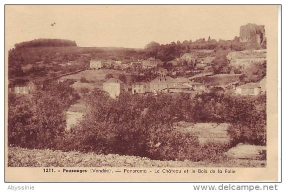 85 POUZAUGES - Panorama - Le Château Et Le Bois De La Folie - Nr 1211 Jehly Poupin - D8 48 - Pouzauges