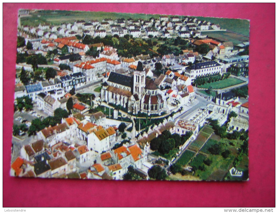 CPSM  95  GONESSE  VUE GENERALE AERIENNE  L'EGLISE   VOYAGEE - Gonesse