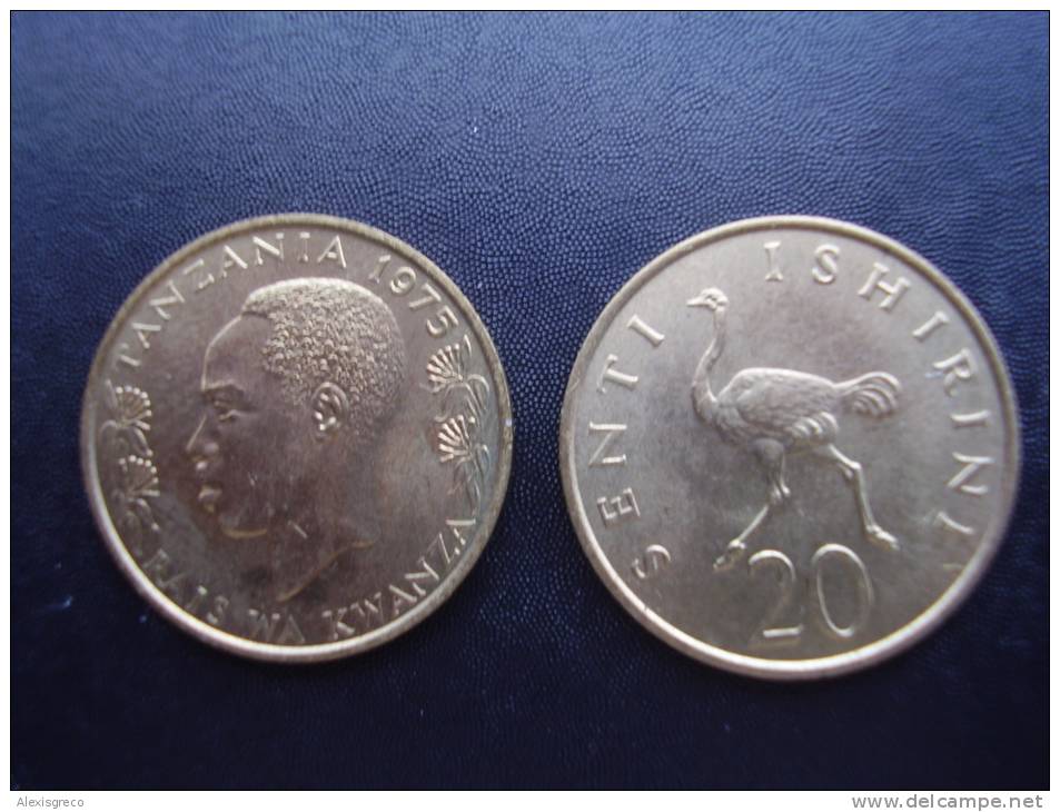 TANZANIA 1975 TWENTY CENTS NYERERE Nickel-brass UNCIRCULATED COIN.. - Tanzania