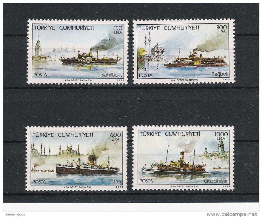 Türkei 1989 Mi# 2857-60 ** MNH Schiffe Dampfschiffe Steam Ships Scott # 2442-45 - Unused Stamps