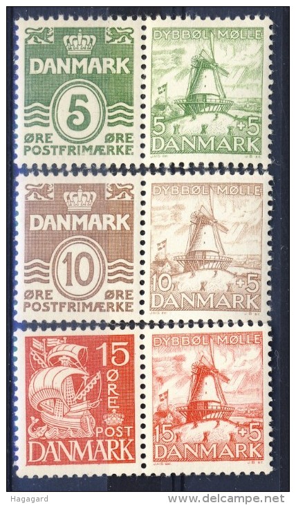 ##Denmark 1937. Dybbøl. 3 Pairs. Michel W5-7. MNH(**) - Ungebraucht