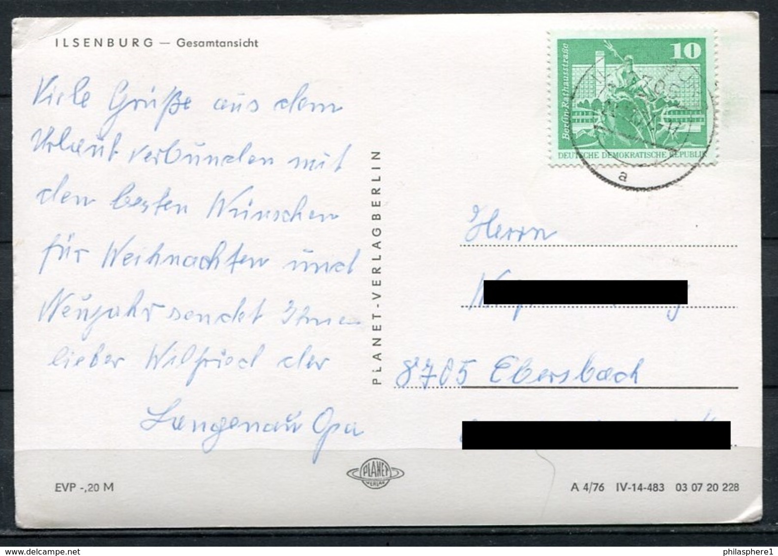 (1837) Ilsenburg / Gesamtansicht - Gel. - DDR - A 4/76   030 7 20 228   Planet-Verlag - Ilsenburg