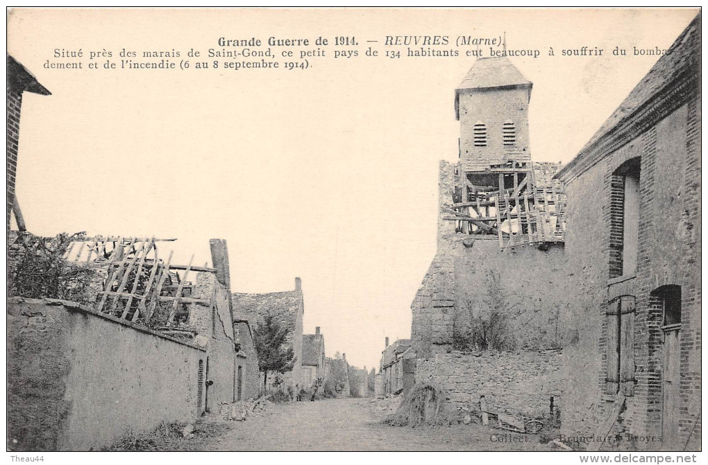 ¤¤  -  REUVRES  -  Village De 134 Habitants Près Des Marais De Saint-Gond  -  Guerre De 1914   -  ¤¤ - Altri & Non Classificati