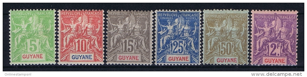 Guyane: Yv Nr 43 - 48 MH/* , 2 F = Signed/signiert/signé/ap Provato  25 C Has A Thin Spot. - Neufs