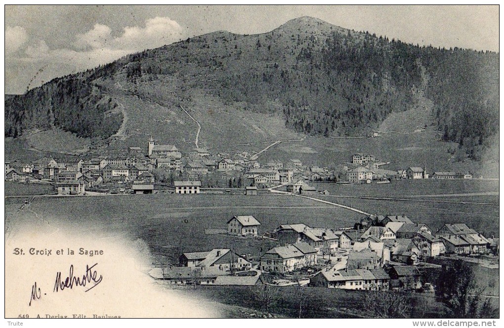 SAINTE-CROIX ET LA SAGNE CARTE PRECURSEUR 1904 - Sainte-Croix 