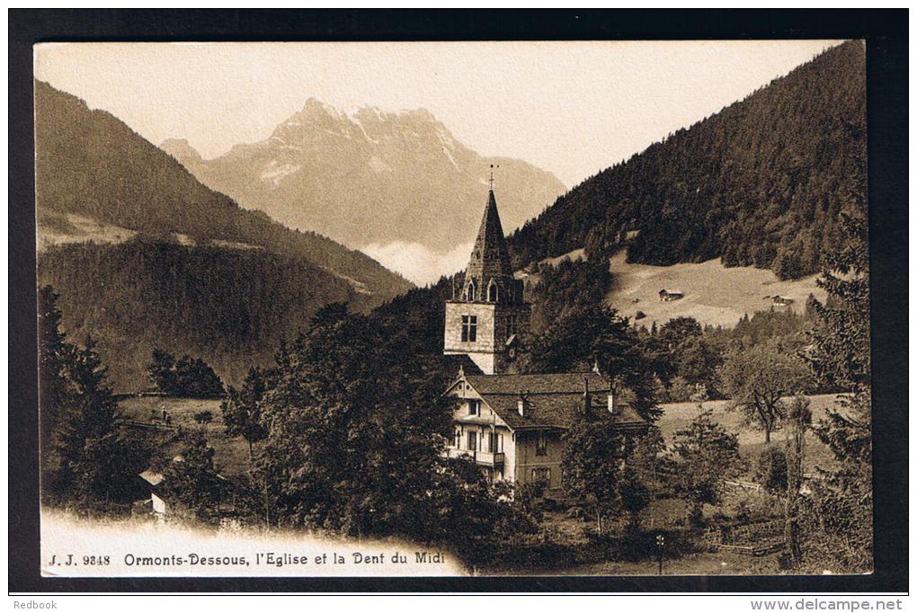 RB 974 - Early J.J. Postcard - Ormonts-Dessous - L'Eglise Et La  Dent Du Midi - Vaud Switzerland - Ormont-Dessous