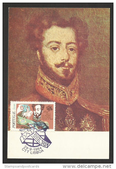 Portugal D. Pedro Empereur Du Brèsil Carte Maximum 1984 D. Pedro Brazil Emperor Independence Maxicard - Maximum Cards & Covers