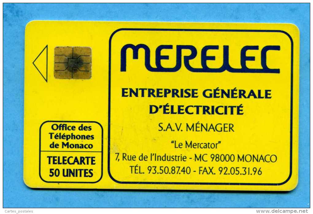 Telecarte MERELEC  Monaco - Monace