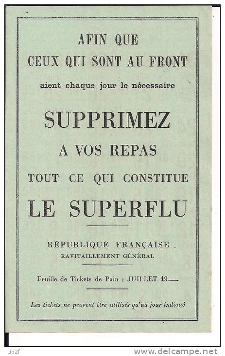 1ere Guerre Mondiale Tickets De Rationnement Pain 14-18 1914-1918 1wk WWI Ww1 Poilus - 1914-18