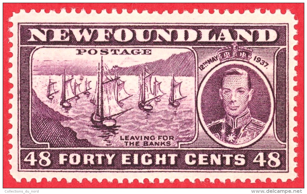 Newfoundland # 243 - 48 Cents -  Mint N/H - Dated 1937 - Fishing Fleet /  Flotte De Bateaux De Pêche - 1908-1947
