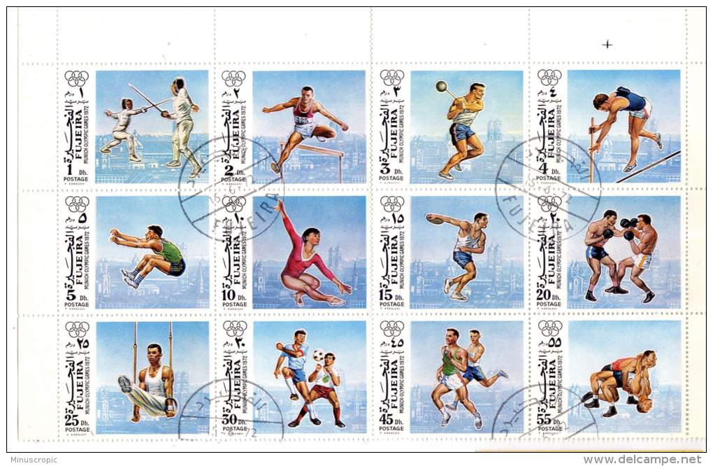 Fujeira - Bloc De 12 Timbres - Jeux Olympiques De Munich 1972 - Fujeira