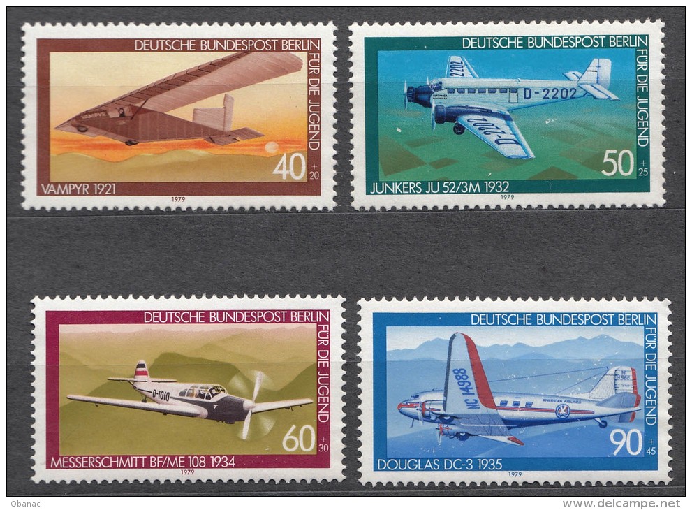 Germany Aviation Air Planes 1979 Mi#592-595 MNG - Andere (Lucht)
