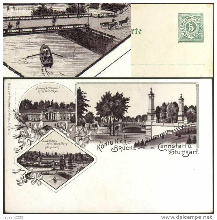 Württemberg 1900. Carte Entier TSC. König Karl Brücke Cannstatt. Curhaus König Wilhelm I, Mineralbad. Canoë - Thermalisme