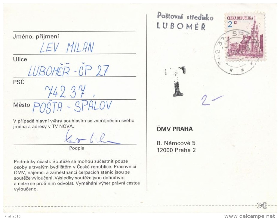 I0004 - Czech Rep. (1994) Postal Center LUBOMER / 742 37 Spalov - Covers & Documents