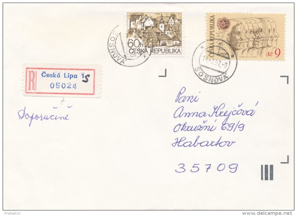 I0026 - Czech Rep. (1997) Postal Agencies SOSNOVA / Ceska Lipa 1 (R-letter!) - Covers & Documents