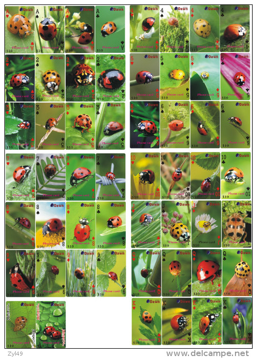 A02381 China Phone Cards Ladybug Poker 54pcs - Ladybugs