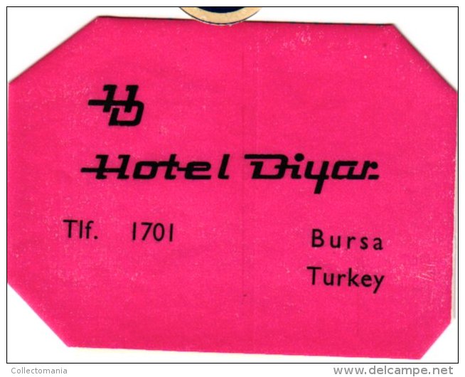 8 HOTEL LABELS TURKIJE Turkey Park Istanbul  Diyar Bursa  Besen Palas Iskenderun  Saydan Aksaray  Besiktas  Cinar  Tusan